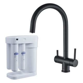 Смеситель для кухни Swedbe Selene Plus K8042BM в комплекте с фильтром Аквафор Морион чёрный